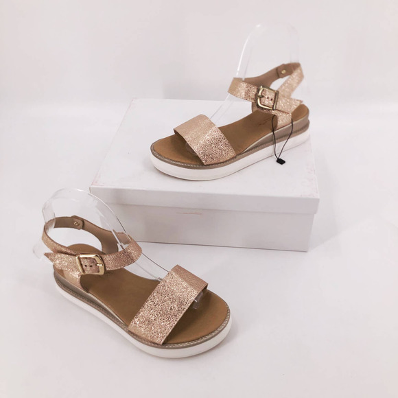 Anthropologie Shoes - SARA Sandals Leather Metallic Pink Open Toe Sz 6 NIB $175